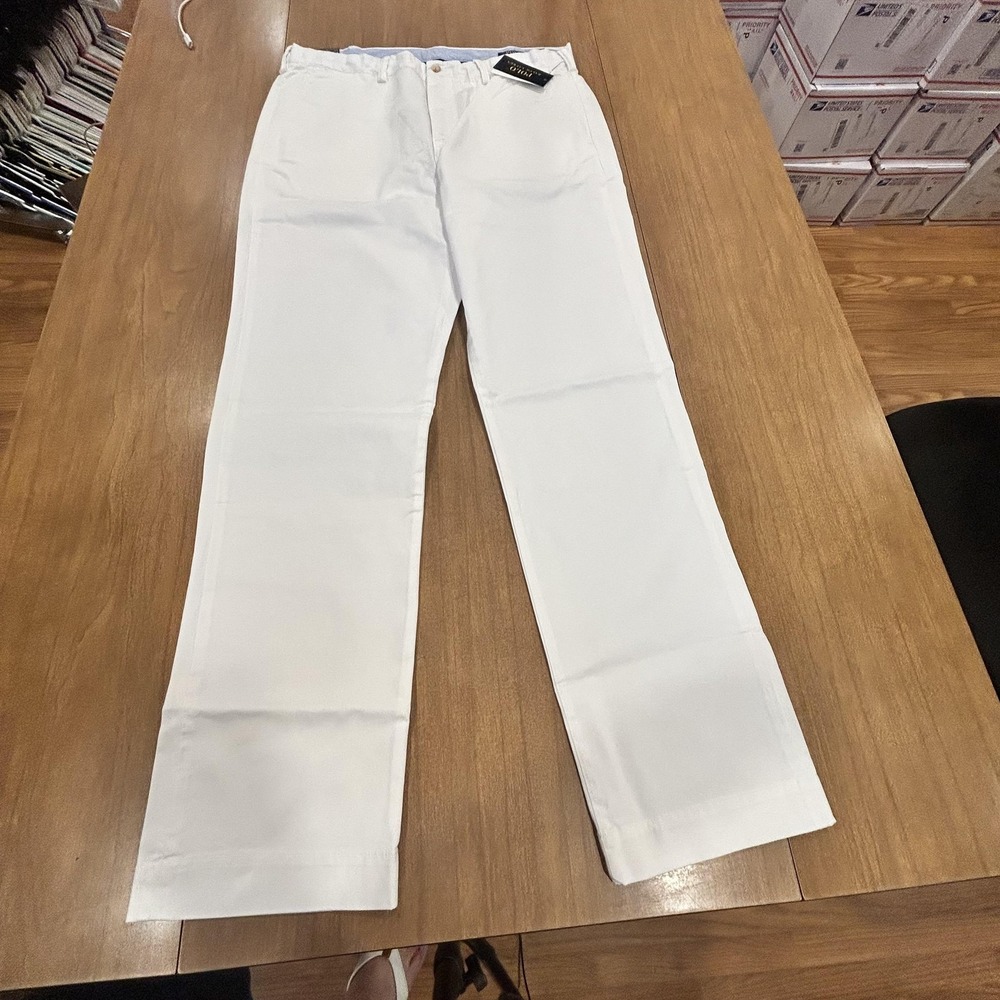 Polo Ralph Lauren Pants Mens 36x34 White Bedford Stretch Straight Fit Chino NWT